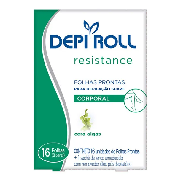Folhas para Depilação Corporal Resistance Algas Creme 8 Pares Depi Roll Folhas Prontas Depilatório Depi Roll-On Corporal Algas 8 Pares - Depi Roll