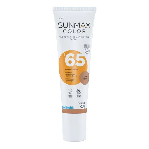 Protetor Solar Facial Sunmax Toque Seco FPS 65 Color Médio 30g