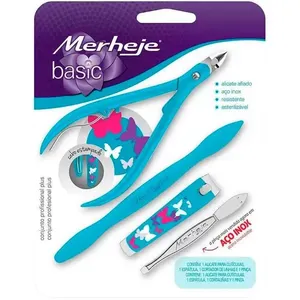 Kit Manicure Merheje Inox Autoclavável com Trava – Alicate, Cortador, Pinça Borboleta Kit Merheje Al+Esp+Cort+Pinca Borboleta