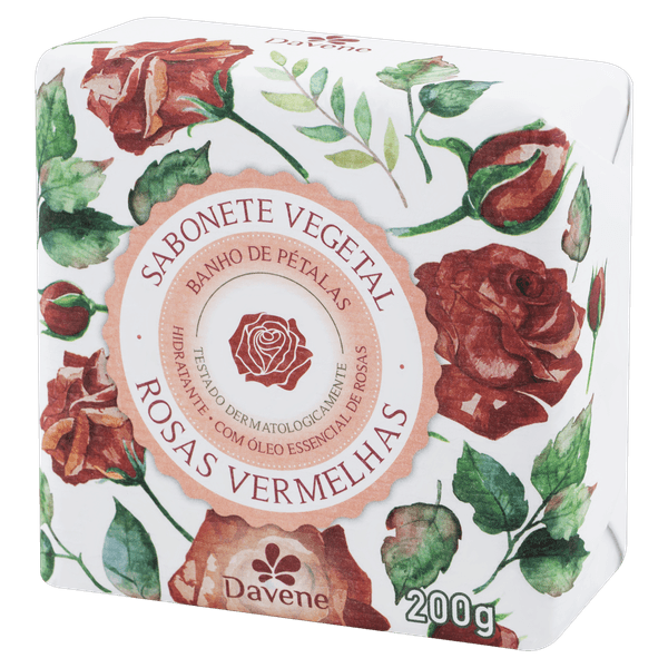 Sabonete Barra Vegetal Rosas Vermelhas 200g Davene Sabonete Veg Rosa Vermelho 200G - Davene