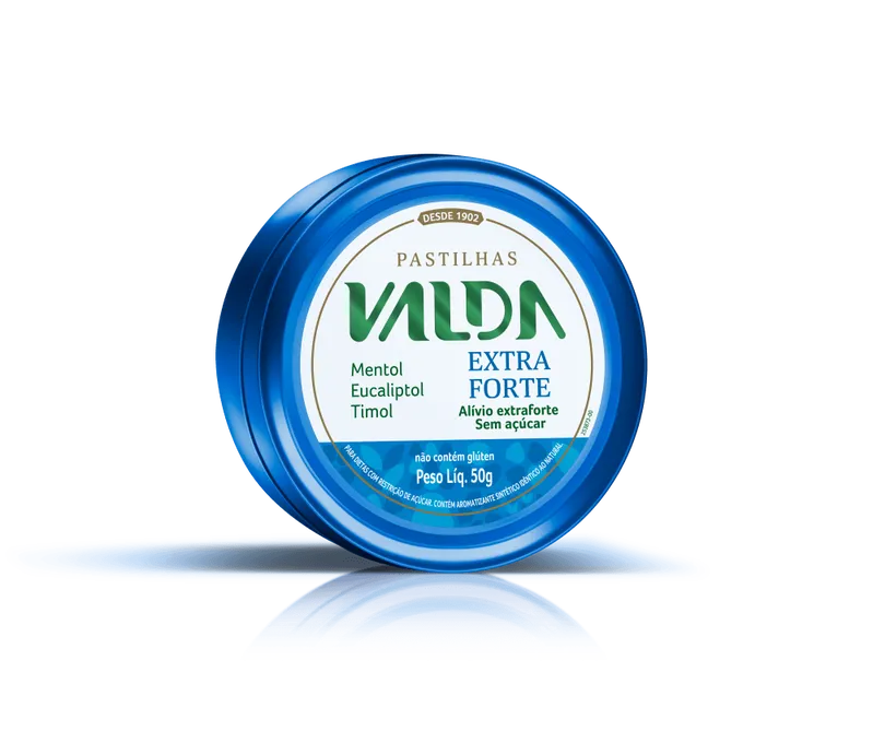 Pastilha Mentol Eucaliptol Timol Valda 50g Lata