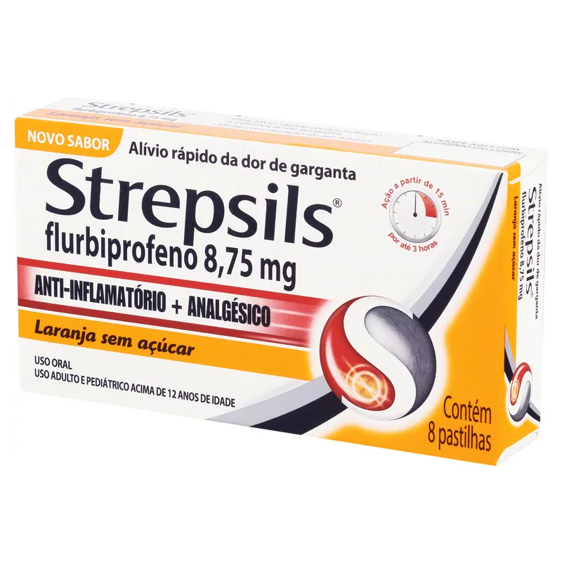 Pastilha para Garganta Flurbiprofeno Strepsils 8,75mg 8 Unidades