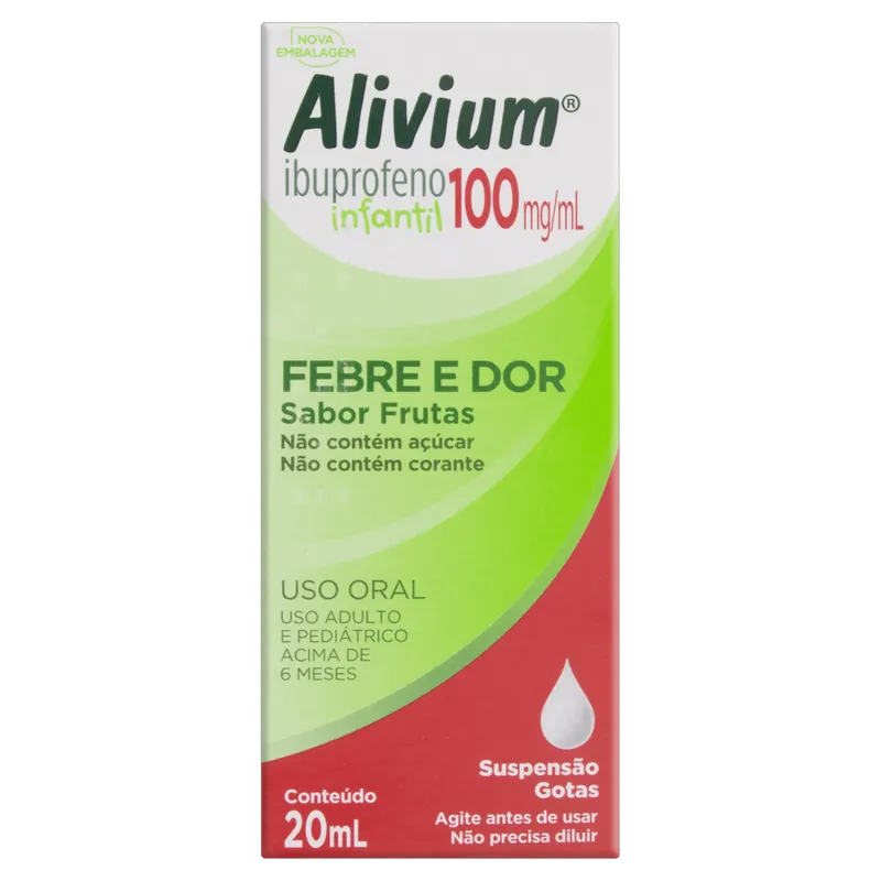Alivium Infantil Frutas 100mg/ml Caixa 20ml Suspensão Gotas