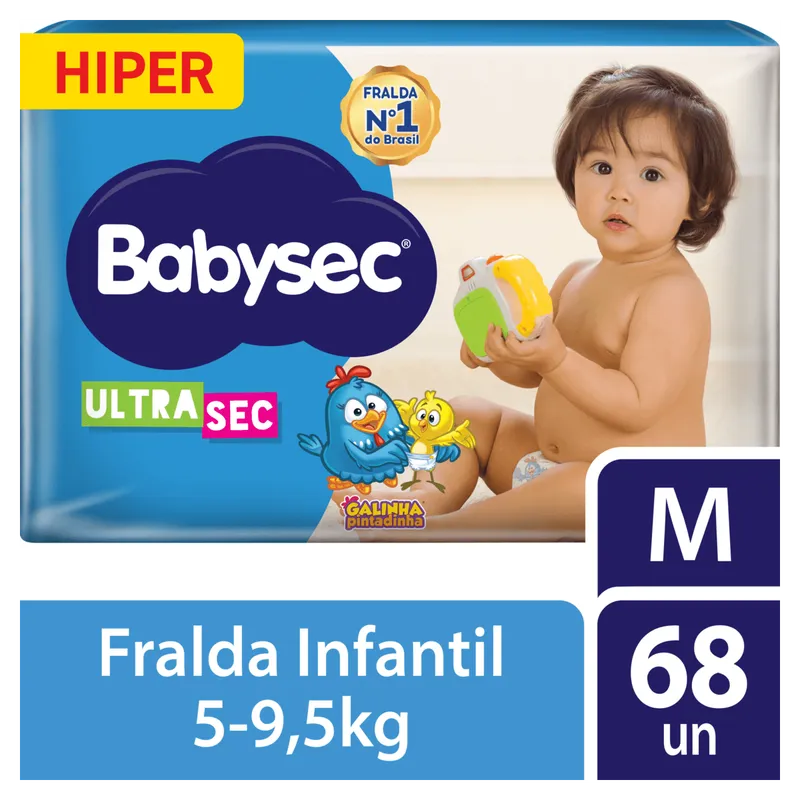 Fralda Descartável Babysec Ultra Hiper M - 68 Unidades