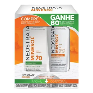 Kit Neostrata Protetor Solar Facial FPS 70 Minesol Oil Control 40g + Corpo e Rosto FPS 70 Minesol 120ml