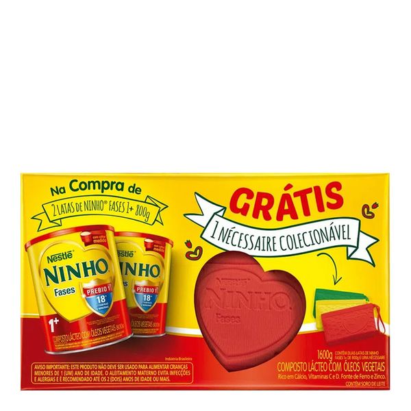 Fórmula Infantil Nestlé Ninho Fases 1+ 2 Latas 800g Grátis Necessaire
