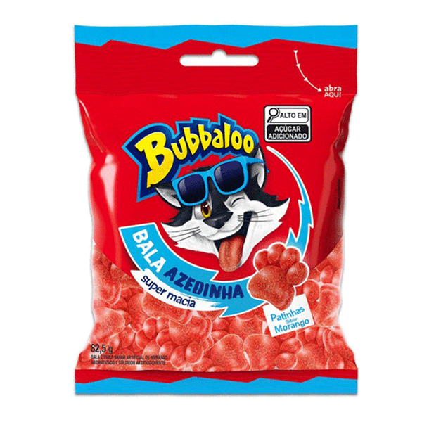 Bala Macia Bubbaloo Morango Azedinha 82,5g