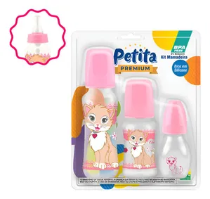 Kit Mamadeira Petita Bico de Silicone 240 ml 140 ml 60 ml