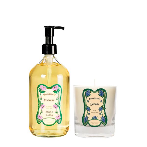 Kit Granado Vintage Verbena Sabonete Líquido Corporal 500ml + Vela Lavanda 250g Kit