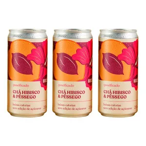 Kit 3X: Chá de Hibisco com Pêssego Gaseificado Brazô 269ml