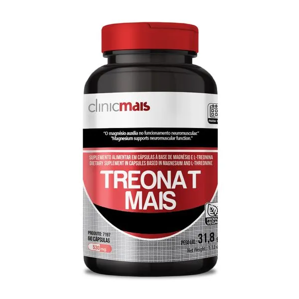 Treonat Mais Vegano 530mg ClinicMais 60 Cápsulas