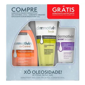 Kit Dermotivin Sabonete Oil Control 120ml + Esfoliante Scrub 60g + Hidratante Benzac 50ml