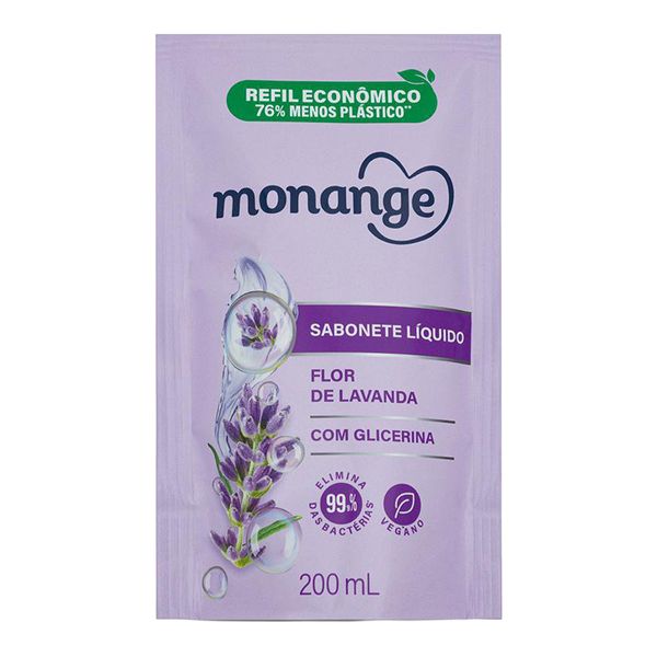 Sabonete Líquido Monange Flor De Lavanda 200ml Refil