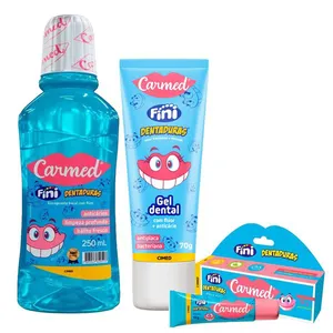 Kit Carmed Fini Dentaduras Gel Dental 70g + Enxaguante Bucal 250ml + Hidratante Labial 10g