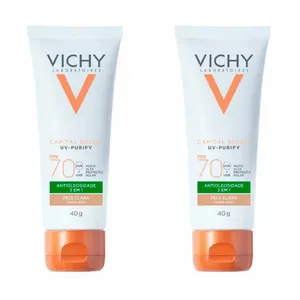 Kit com 2 Unidades de Protetor Solar Facial UV-Purify FPS70 Clara Capital Soleil Vichy 40g