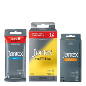 Kit Jontex Preservativo Sensitive 8 Unidades + Sensação Pele com Pele 12 Unidades + Efeito Retardante 6 unidades