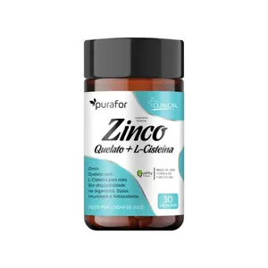 Zinco Quelato + L-Cisteína 500mg Purafor 30 capsulas Suplemento Natural