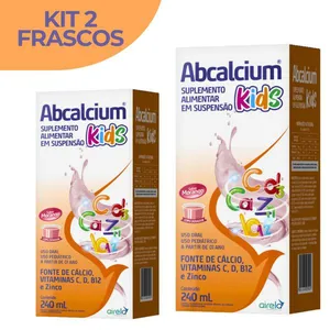 Abcalcium Kids 240ml Cálcio Vitamina C D B12 E Zinco Kit 2