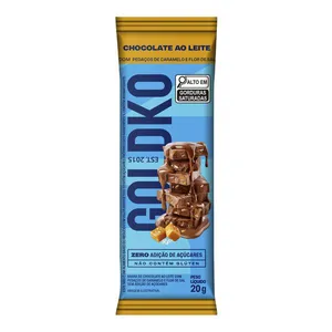 Barra de Chocolate Goldko Caramelo e Flor de Sal Zero Açúcar 20g