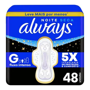 Absorvente Always Noite Seca com Abas 48 Unidades