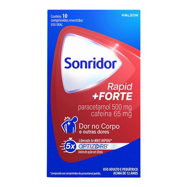 Analgésico e Antitérmico Sonridor Rapid Forte 500mg + 65mg 10 Comprimidos