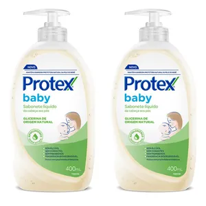 Kit com 2 Unidades de Sabonete Líquido da Cabeça aos Pés Glicerina Protex Baby Frasco 400ml