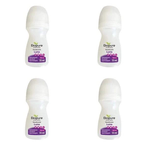 Kit c/4 Unidades de Desodorante Rollon Ekopure 55g Luna