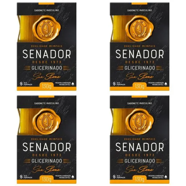 Kit c/4 Sabonetes Senador Glicerinado 130g SUN Stone