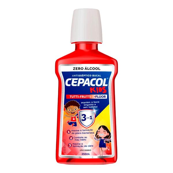Enxaguante Bucal Cepacol Kids Sabor Tutti Frutti Sem Álcool 250ml