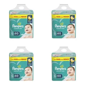 Kit 4 Fraldas Pampers Comfort Sec Hiper G c/60 Unidades cada
