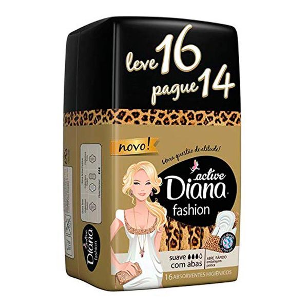 Absorvente Diana Fashion Suave com Abas 16 Unidades