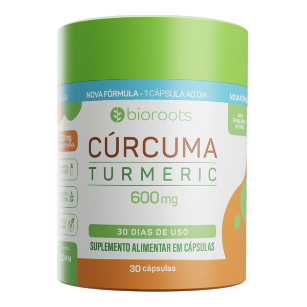 Suplemento Alimentar Cúrcuma Turmeric 600mg Bioroots 30 Cápsulas