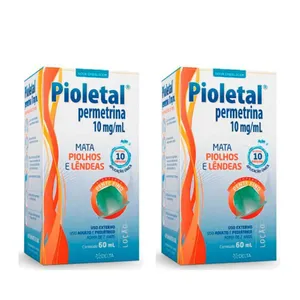 2 Pioletal Permetrina Loção Com 60ml Tratamento De Piolhos E Lendêas