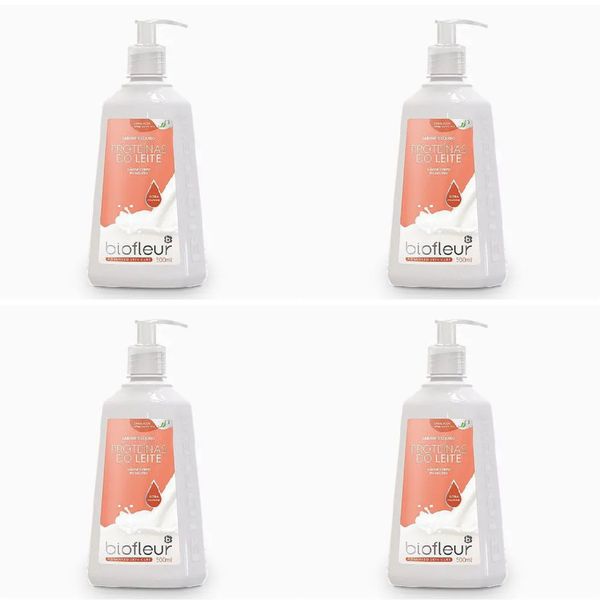 Kit c/4 Sabonetes Líquido Biofleur Proteina Do Leite 500ml cada
