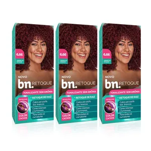 Kit Tonalizante Vermelho Inteso 6.66 Sem Amônia 90g (3 itens) | bn.Cachos