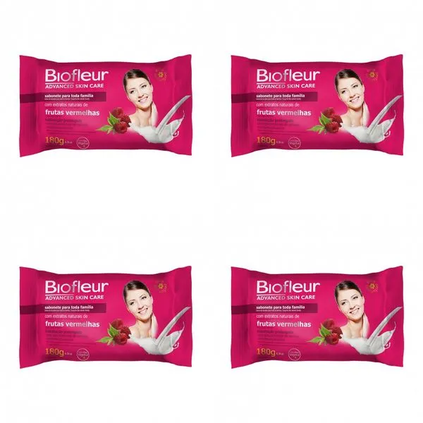 Kit c/4 Sabonetes Biofleur 180g Frutas Vermelhas 180g