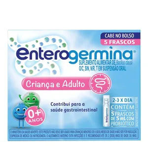 Probiótico Enterogermina Cabe no Bolso 5 Frascos de 5ml Cada