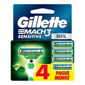 Carga Aparelho de Barbear Gillette Mach3 Sensitive 4 Unidades