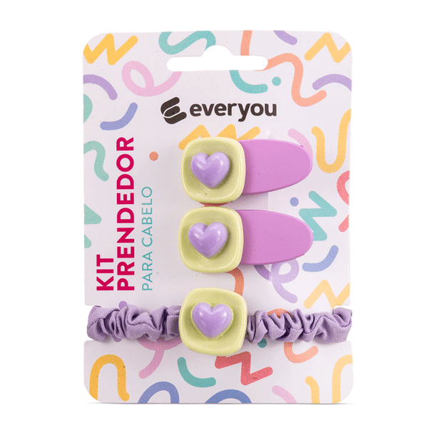 Kit Infantil Ever You Presilhas e Elástico Roxo 3 Unidades