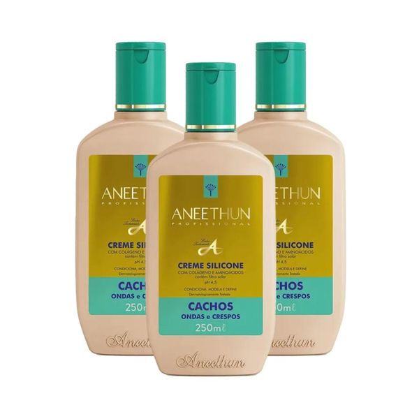 Kit Aneethun Linha A 3 Creme de Silicone Cachos 250 ml
