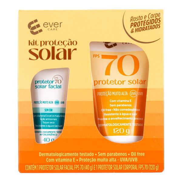 Kit Ever Care Protetor Solar Facial FPS 70 40g + Corporal FPS 70 120g