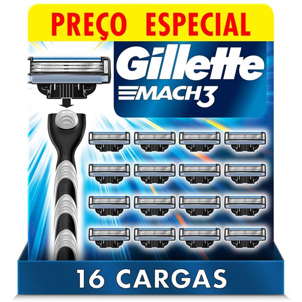 Carga para Aparelho de Barbear Gillette Mach3 16 Unidades