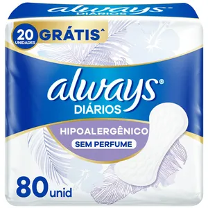 Protetor Diário Always Hipoalergênico Sensitive Sem Perfume 80 Unidades
