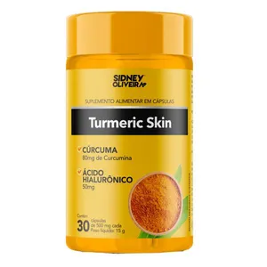 Cúrcuma + Ácido Hialurônico Turmeric Skin 30 Cápsulas Sidney Oliveira Jequiti 30 Capsulas