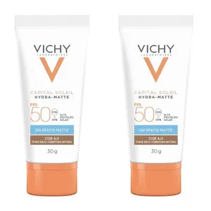 Kit com 2 Unidades de Vichy Protetor Solar Facial Capital Soleil Hydra-Matte Cor 4.0 FPS50 30g
