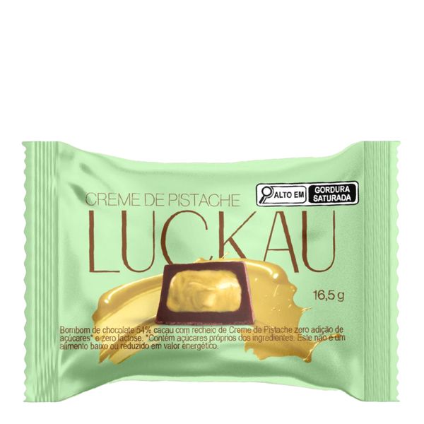 Bombom de Chocolate Luckau 54% Cacau com Creme de Pistache 16,5g