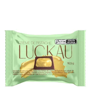 Bombom de Chocolate Luckau 54% Cacau com Creme de Pistache 16,5g