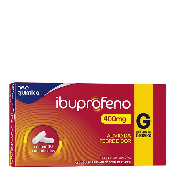 Analgésico, Anti-inflamatório e Antitérmico Ibuprofeno 400mg Genérico Neo Química 10 Comprimidos