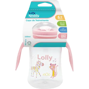 Copo Antivazamento com Alça Lolly Kindy Zoo Rosa 250ml 1 Unidade