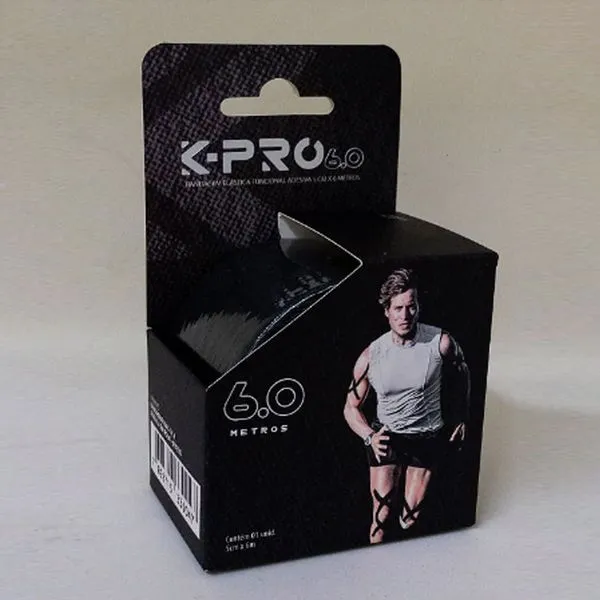 Bandagem Elastica Adesiva Kinesio Pro 6.0 K Pro Sports 5cm x 6m Preto Kinesio Preto Único